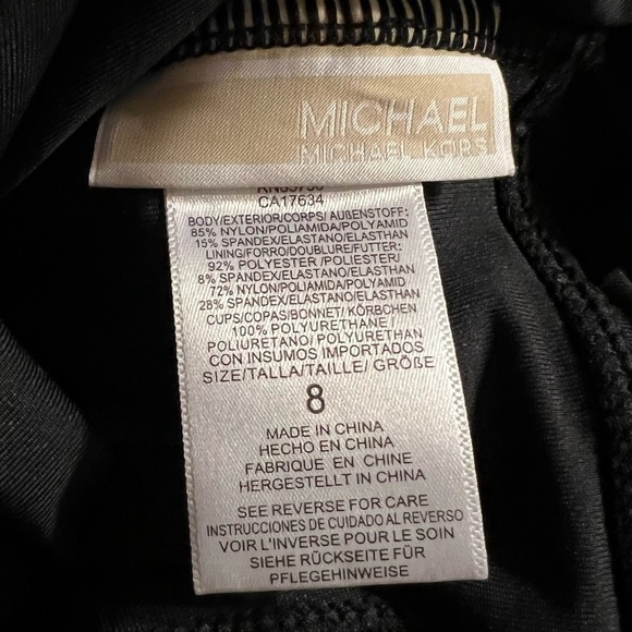 MICHAEL Michael Kors Sash Logo Trim One Piece Black Swimsuit - Picture 13 of 13